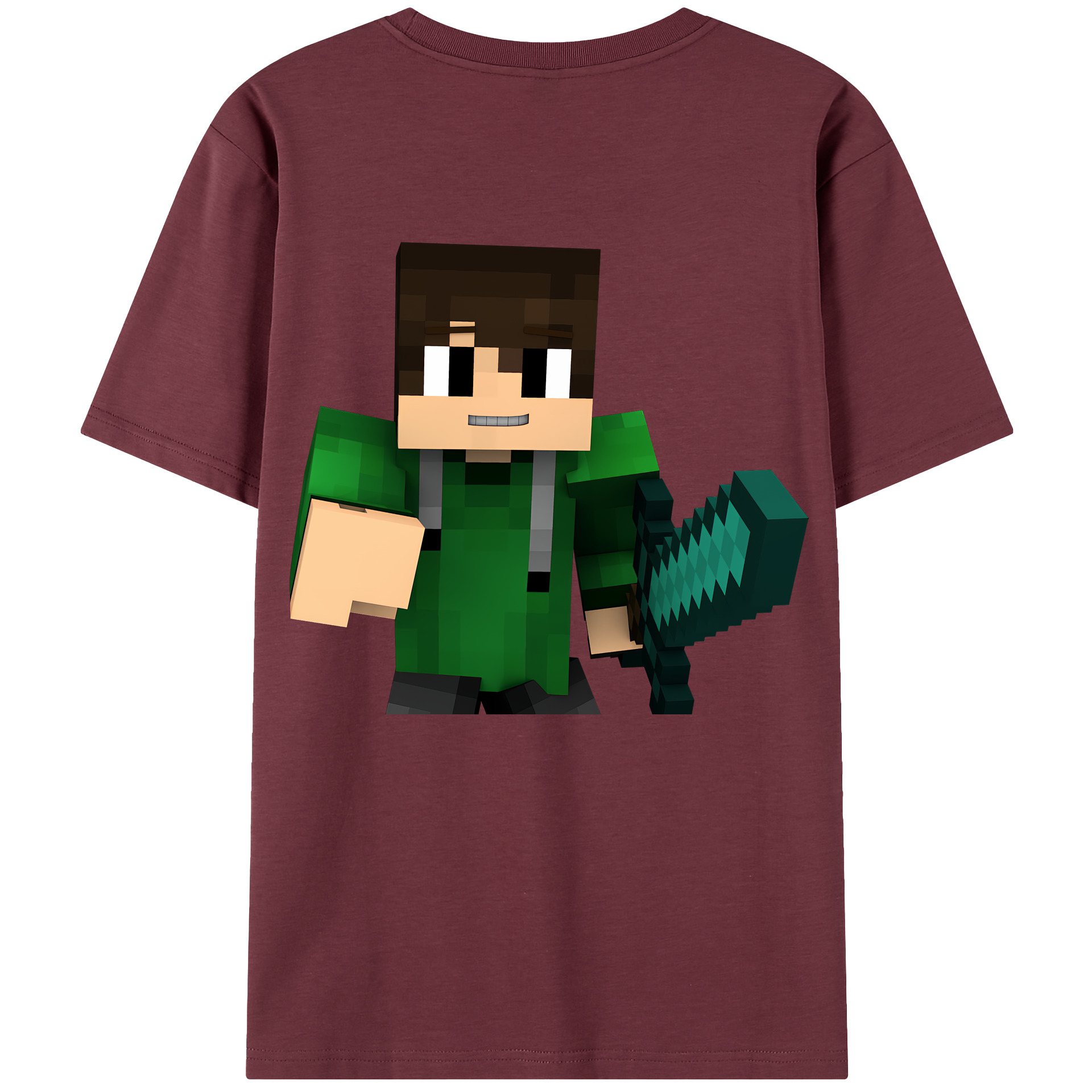 （画像用） マインクラフト ブロックの世界 Minecraft MC Block world 綿100％半袖Tシャツ（背面プリント）